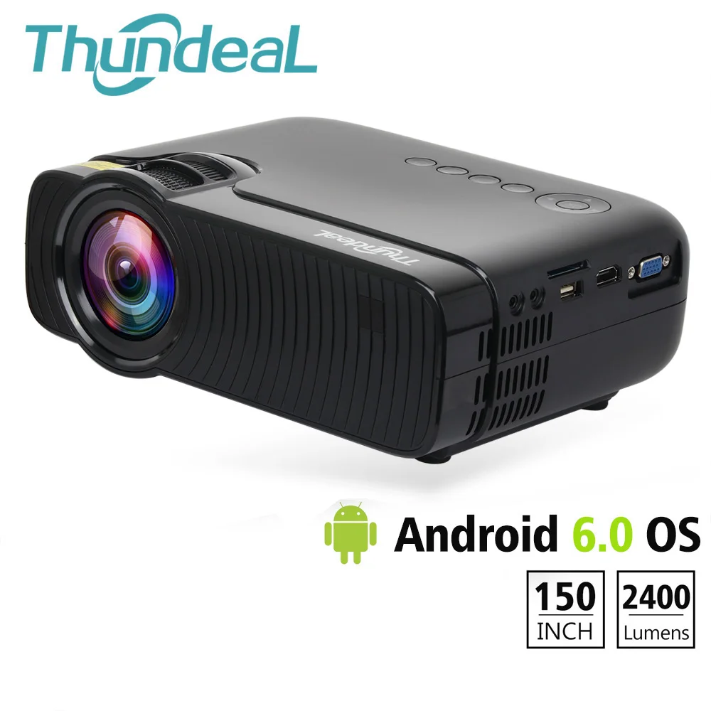 ThundeaL TD30 Projector 2400Lumen Mini Android 6.0 WiFi Beamer LED HD Video HDMI VGA Support 1080P Game Party Movie 3D Proyector