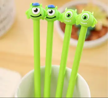 

mix new single eye gel pen cute cartoon stationery prize gift kawaii korea student pen full needle black ink 0.5mm 48pc/lot