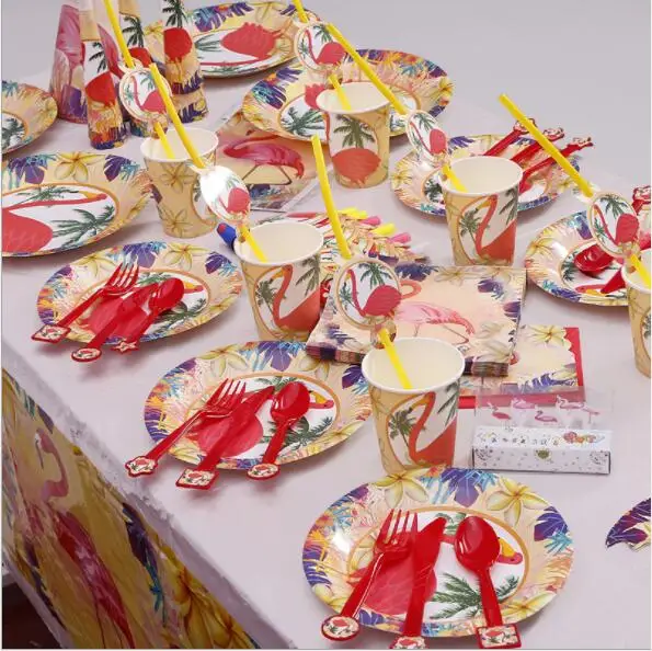 

148pcs\lot flamingo theme Package Kids Birthday Decoration Set Theme Party Supplies Baby Birthday Party Pack