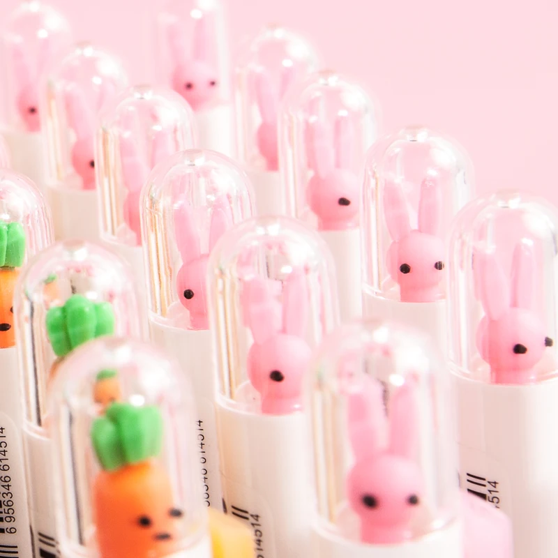 JIANWU 4pcs/set Cute cartoon Radish and rabbit gel pen modelling neutral pen school stationeries pens lot