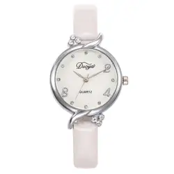 Часы Женская мода кожаный ремешок моды кварцевые наручные часы круглые Роскошные Для женщин часы Relogio Feminino Saat Montre Femme подарок