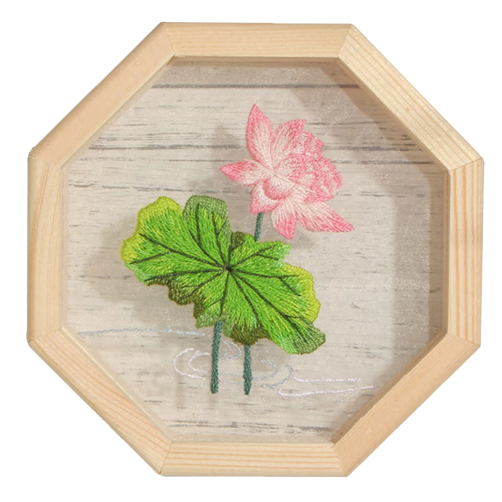 Hand Embroidery Cross Stitch Starter Needlepoint Crafts Kit with Organza Cloth, Wooden Hoop, Threads and Tools Kit