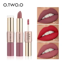 O.TWO.O 2 en 1 mat Rouge à lèvres maquillage cosmétiques imperméable Pintalabios Batom Mate brillant à lèvres Rouge 12 couleurs choisir