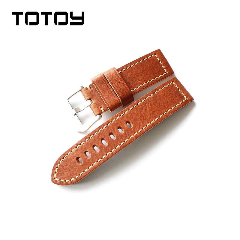 Totoy Итальянский растительного дубления кожи Ремешки 20 мм 24 26 Для мужчин Ретро