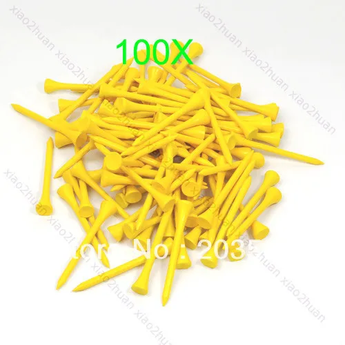 

B39 100pcs 70mm Brand New Golf Ball Wood Tee Tees Yellow