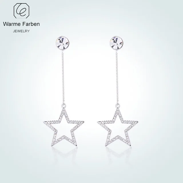 

Warmen Farben for Lady Drop Earrings Crystal from Swarovski Star 925 Silver Hyperbole Women Party Pendant Earring Fine Jewelry