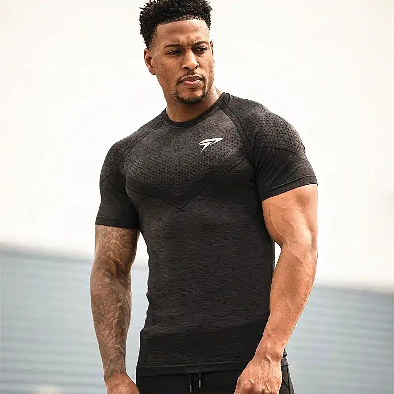 Morbuy Sommer Compression Shirt Fitness Running Jogging Schnell Trocknend Funktionsshirt Elastisch Sport Atmungsaktiv Kurzarmshirt Herren Kompressionsshirt Kurzarm