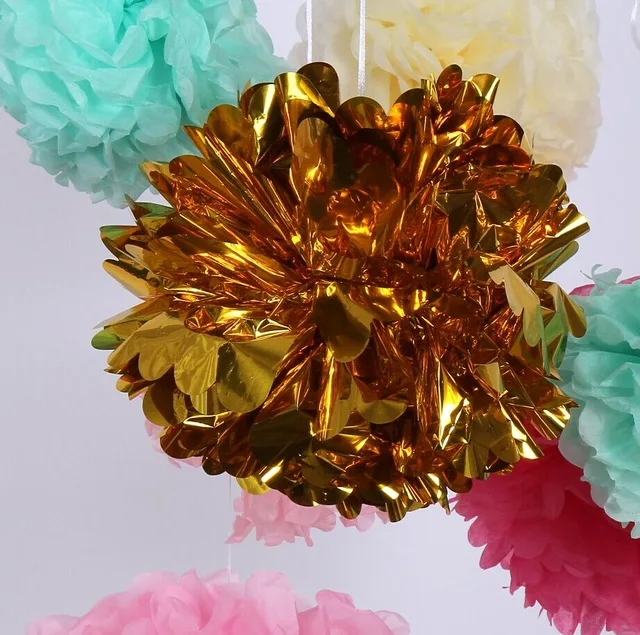 10pcs 6inch Gold Pom Poms Wedding Decoration Party DIY Decor Kitin