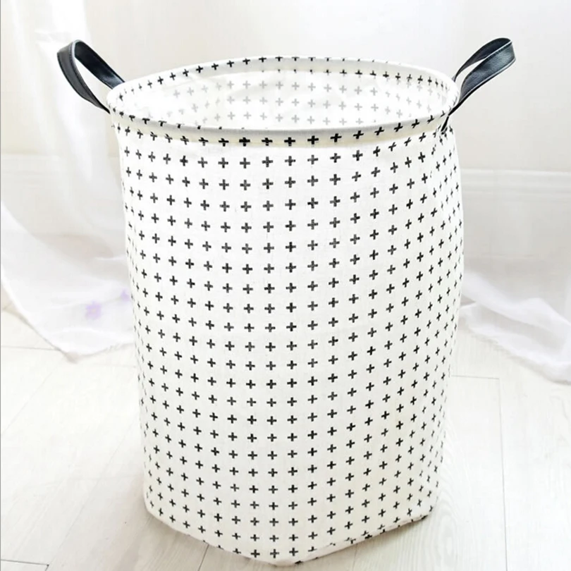 Laundry Basket Dirty Clothes Basket Leather Handle Folding Baby Toys