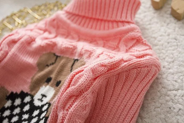 Детский свитер, Повседневная вязаная куртка с длинными рукавами и рисунком для девочек, теплый и удобный модный свитер с отворотами