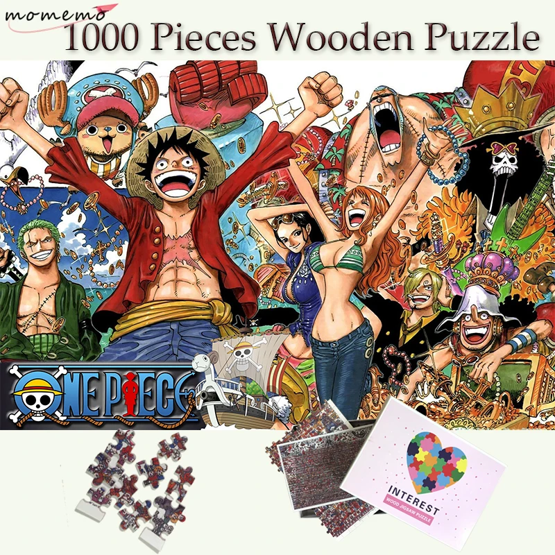 

MOMEMO One Piece 1000 Pieces Jigsaw Puzzles Straw Hat Pirate Group of People Puzzle for Adults Wooden Puzzle Games Child Puzzle