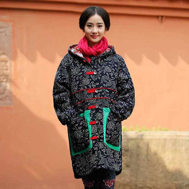 Best price at $113 Cheap BOHOCHIC Original Vintage Ethnic Bohemian Chinese Cotton Linen Plus Size Women's Parka Winter Coat 2016 YJ0027Q Boho Chic