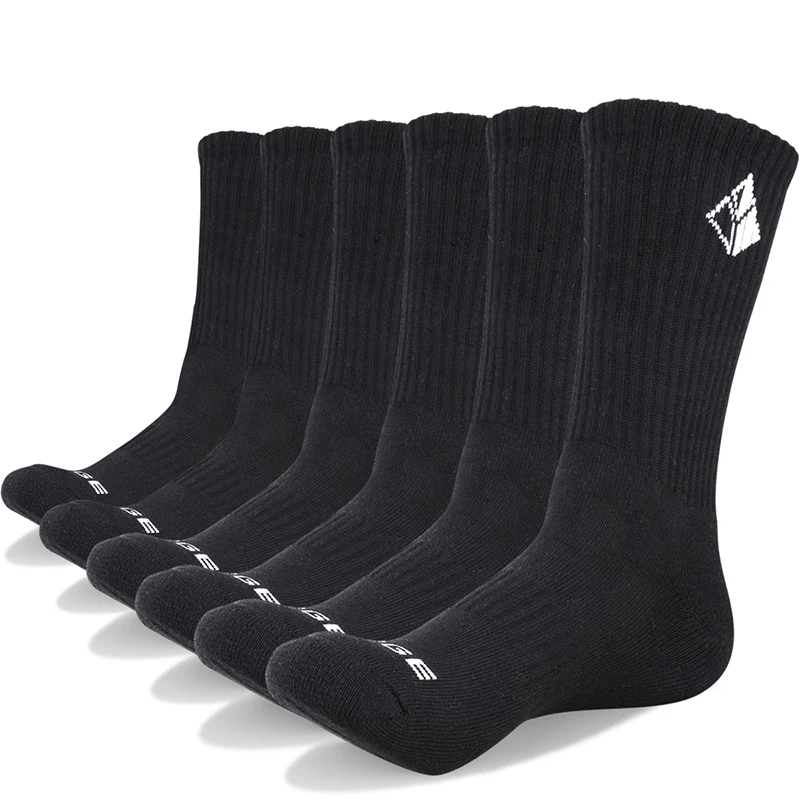 YUEDGE Six Pairs Cotton Cushion Crew Socks Athletic Sports Training Workout Running Walking sport socks skateboard