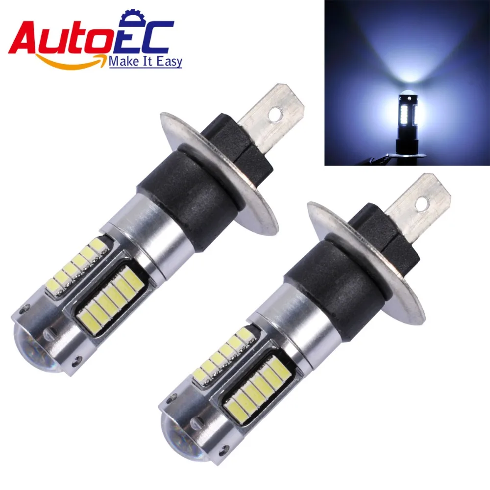 

AutoEC 2x car led h1 headlights 4014 smd fog light lens 30 chips p14.5s daytime running lamp bulbs styling white DC12v #LJ63