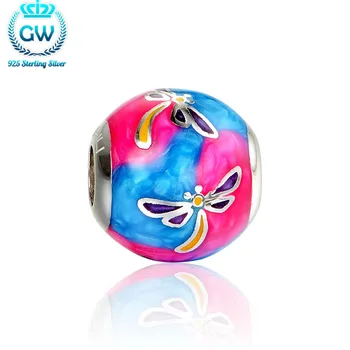 

Silver 925 Jewelry Enamel Butterfly Charms Candy Color Child Bracelets Jewelry Findings & Comonents Brand GW Jewellery Amld008