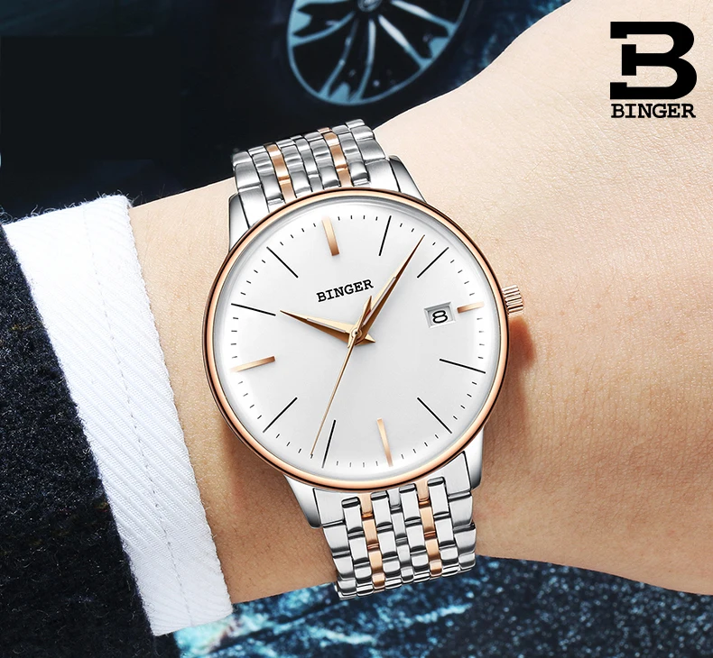 Switzerland BINGER 8 мм ультра-тонкие автоматические механические часы мужские брендовые Роскошные мужские часы сапфировые наручные часы мужские водонепроницаемые