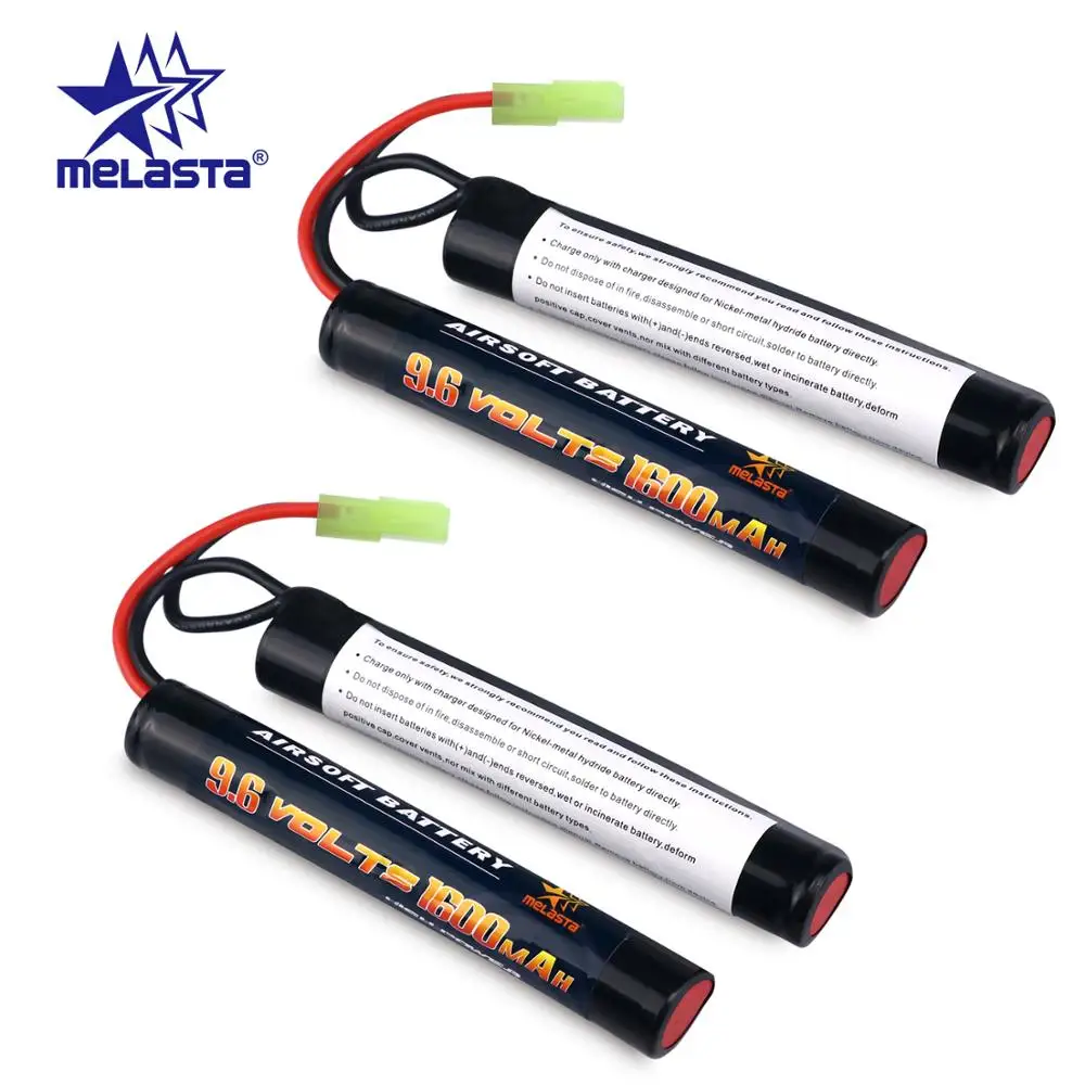 Melasta 2Pack 8S 2/3A 9.6v 1600mAh Butterfly NunChuck NIMH Battery Pack with Mini Tamiya Connector for Airsoft Guns ICS CA TM JG