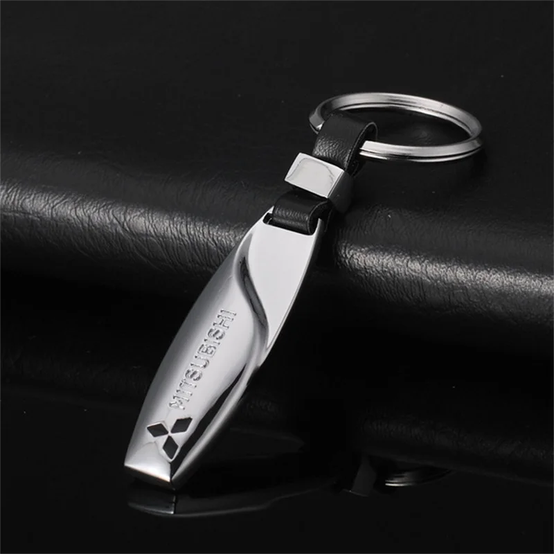 

Metal keychain Car Logo Key chain Leather Keychains Water drop shape key holder keychains for Mitsubishi