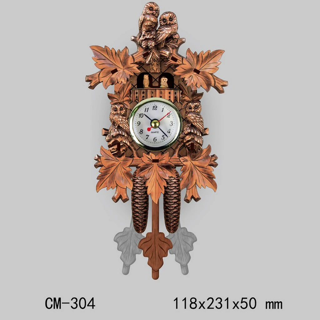 Antique Cuckoo Wall Clock Vintage Wooden Clock Home Decor Excellent Gift Pendulum Clock Craft Art Clock For New House