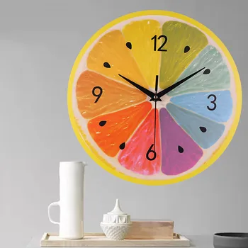 

Wall clock family kitchen silent scanning modern elegant fruit creative digital clock home decoration gift L0517