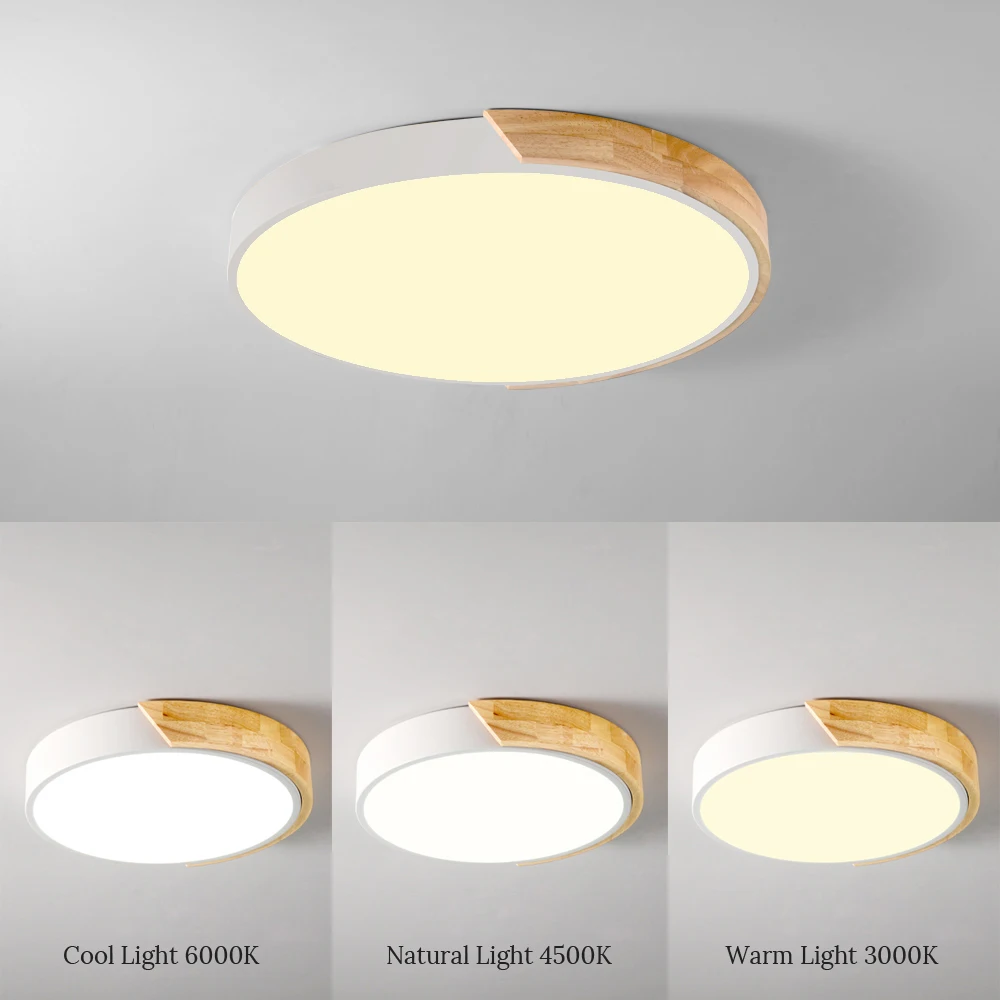  Nordic Wood led Ceiling Lights Modern Colorful Bedroom Ceiling Lamps Round thin plafondlamp Lightin - 32955914607