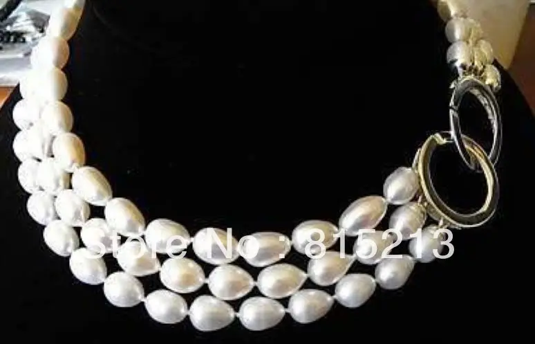 

ddh001260 TRIPLE STRANDS GENUINE AKOYA WHITE PEARL NECKLACE