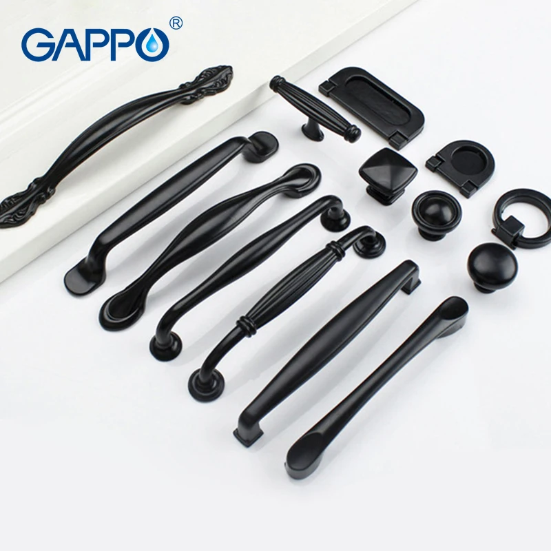

Zinc Alloy Black Cabinet Handles American style Kitchen Cupboard Door Pulls Drawer Knobs Fashion Furniture Handle Hardware