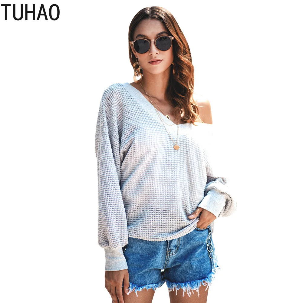 TUHAO 2018 осень-зима женские офисные женские трикотажные Толстовка Sexy пуловеры с длинными рукавами уличная Толстовка KKFS