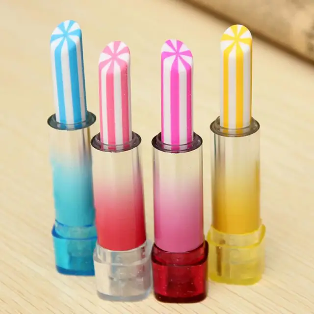 colorful lipstick rotary rubber eraser fun stationery school