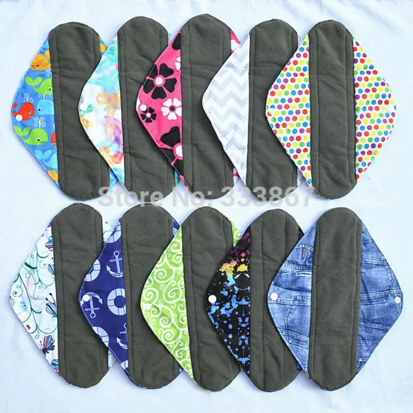 12/lot U PICK Panty Liners 8" Reusable Washable Charcoal Bamboo Cloth