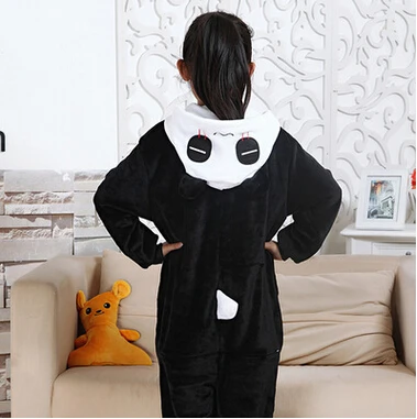 Onesie/Детские пижамы кигуруми; Детские фланелевые пижамы с капюшоном в виде панды и единорога для мальчиков и девочек; вечерние пижамы для костюмированной вечеринки - Цвет: Panda