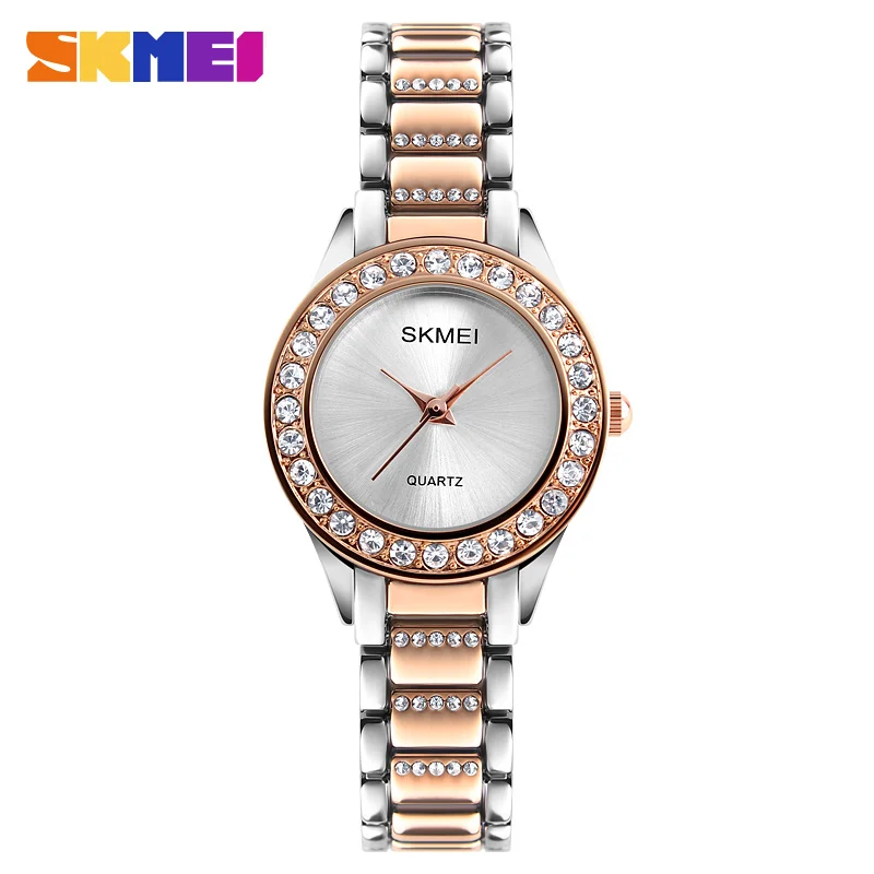 

SKMEI Women Luxury Watches Stainless Steel Fashion Strap Top Brand Quartz Watch Ladies Waterproof Casual Wristwatches Gift