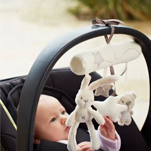 2017 Rabbit baby hanging bed safety seat plush toy Hand Bell Multifunctional Plush Toy Stroller Mobile Baby Toys Christmas Gifts