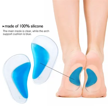 

2 Colors Silicone Gel Flatfoot toed Foot Arch Soles Semi Pad 1 Pair New