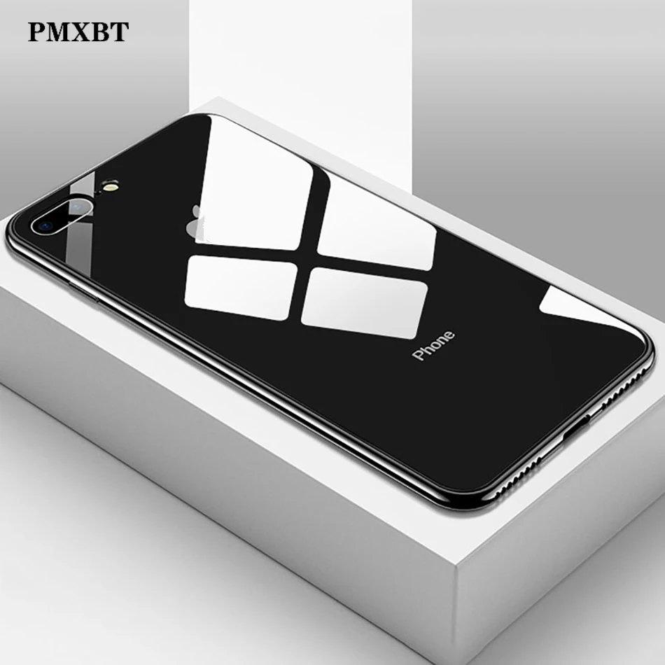 

Luxury Hybrid Electroplated Tempered Glass Phone Case For iPhone XR XS Max 10 8 7 6S Plus Black Gold Red White Protection Cover