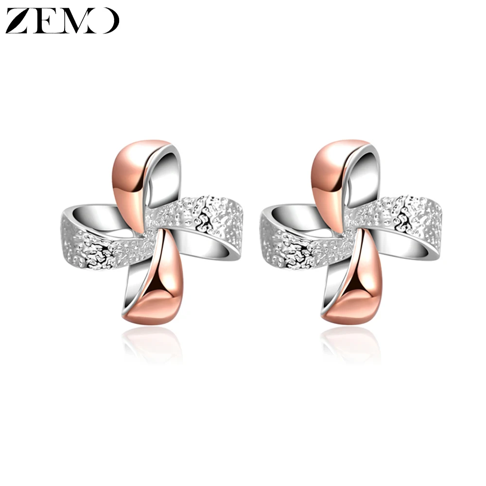 

ZEMO Rose Gold Stud Earrings for Women Silver Color Stud Earrings Small oorbellen Cute Windmill Earrings pendientes mujer moda