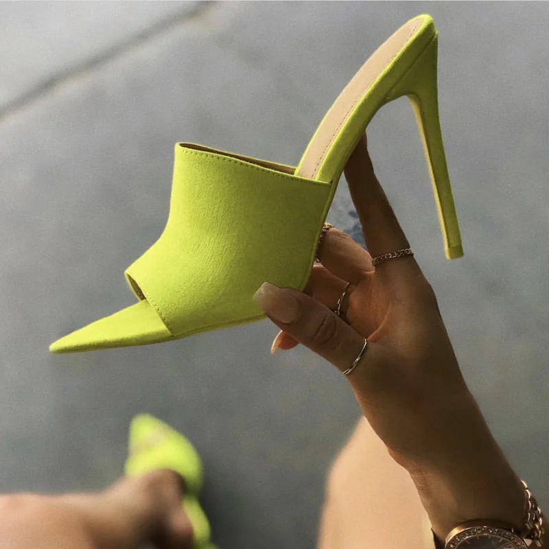 

Bitch INS Hot Pointy Stiletto High Heel Slippers Sandals Woman Shoes Candy Orange Blue Green Nude BlcB 227GGX