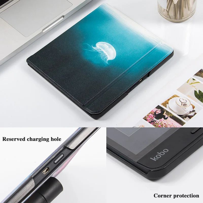 BOZHUORUI High Quality Case funda for 8 Inch Kobo Forma e-Books Multiangle folding Stand Support Cover Case With Auto Sleep/Wake