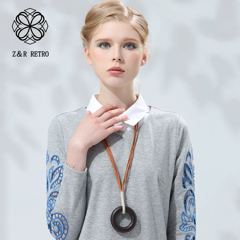 

Ethnic Women Pendant&Necklaces Circle Design Statement Fashion Jewelry Pendant Necklace Vintage Sweater Rope Chain Girls Gifts