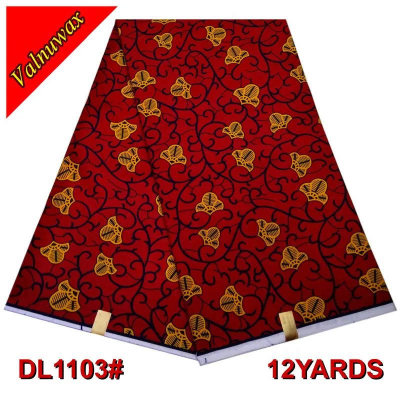 

100% Polyester african prints wax real wax silk africa printed fabric 12 yards with red ankara party dress QD-DL11#3