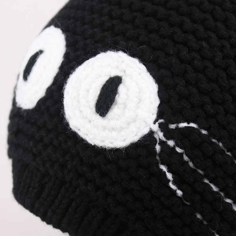 Cat Baby Beanies Hat Black Toddler Kids Boys Girls Knitted Bonnet Thick Warm Cotton Thread Cap Warm in Winter High Quality Cotton (4)