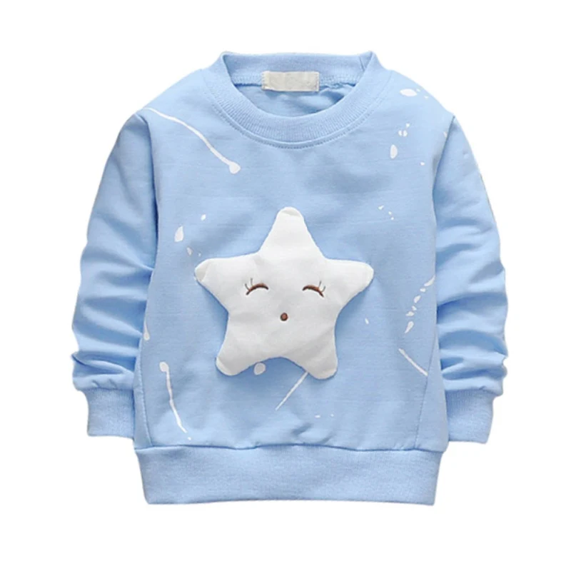 Детский хлопковый свитер с длинными рукавами на весну-осень, Повседневный пуловер с рисунком звезды, детская одежда для мальчиков и девочек