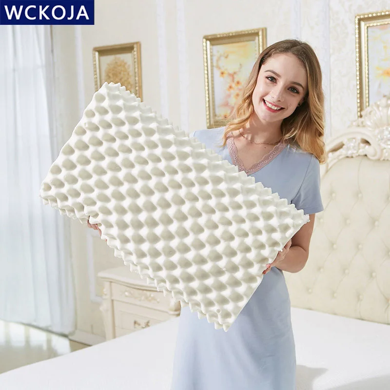 

Natural Latex Pillow Massage Orthopedic Cervical Memory Foam Pillow Knitting Pillowcase Neck Protection Bed Sleeping Pillows