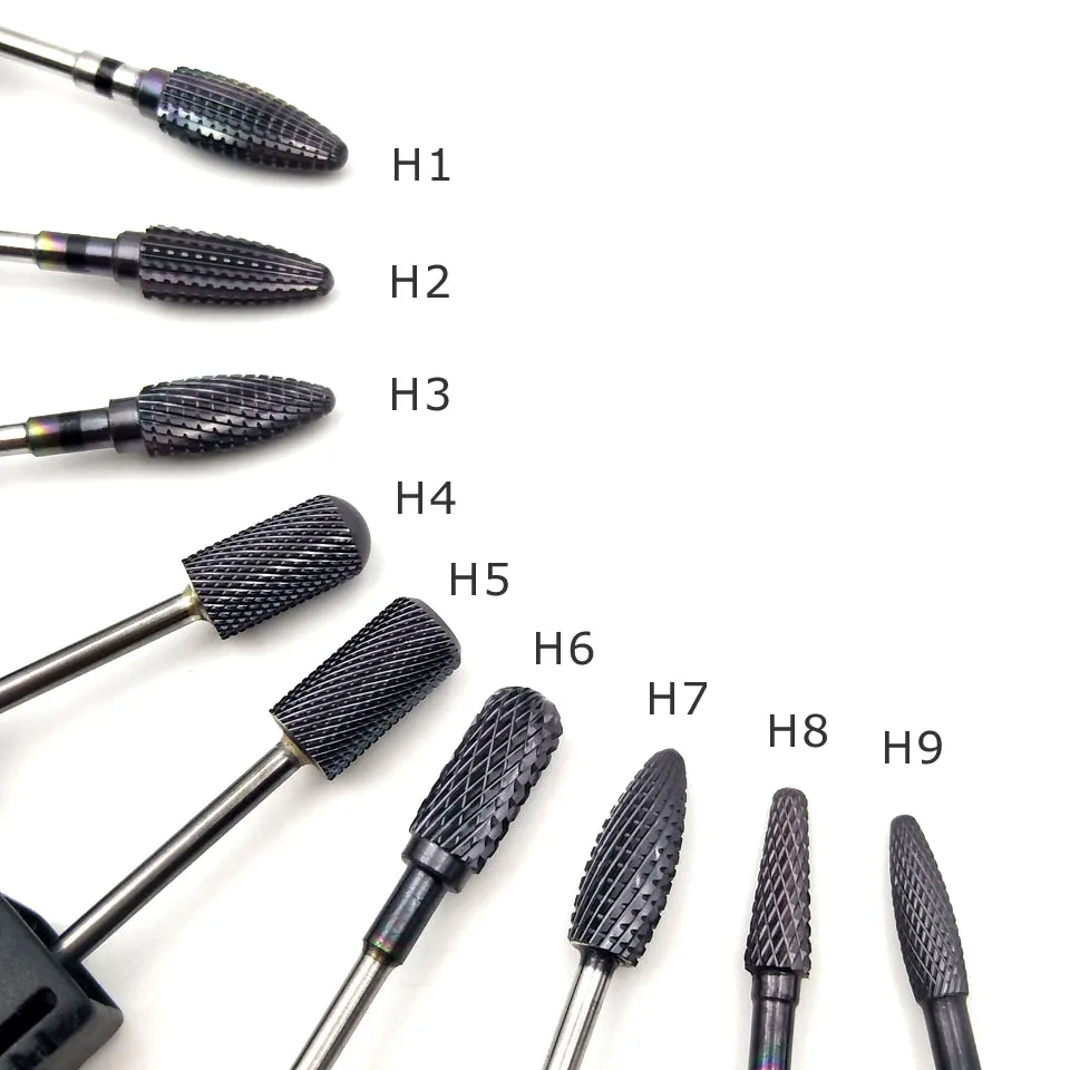 HYTOOS Black Cotaing Nail Bits 3/32 Tungsten Carbide Nail Drill Bit Milling Cutter for Manicure Drill Accessories Nails Tools nail drill bits