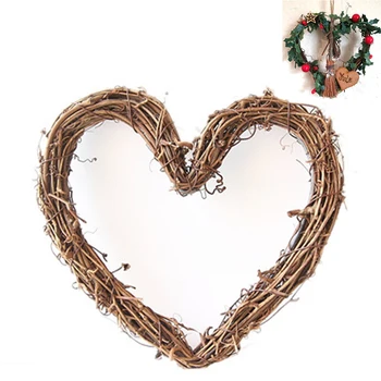 

Christmas Tree Ornaments Heart Shaped Hanging Light DIY Rattan Wreath String Lights Christmas Door Wall Decor