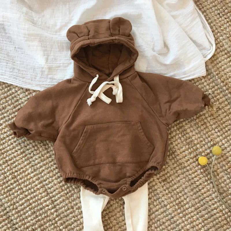 2018 mono lindo coreano de bebé con orejas de oso de peluche con terciopelo suave Paquete de bebés niños mameluco lindo animales niños mamelucos ropa 2018 mono lindo coreano de bebé con orejas de oso de peluche con terciopelo suave Paquete de bebés niños mameluco lindo animales niños mamelucos ropa