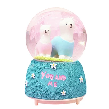 

Creative Gifts Zakka Cartoon Little Sheep Crystal Ball with Light Music Box Water Polo Music Box Home Decoration Christmas Gifts