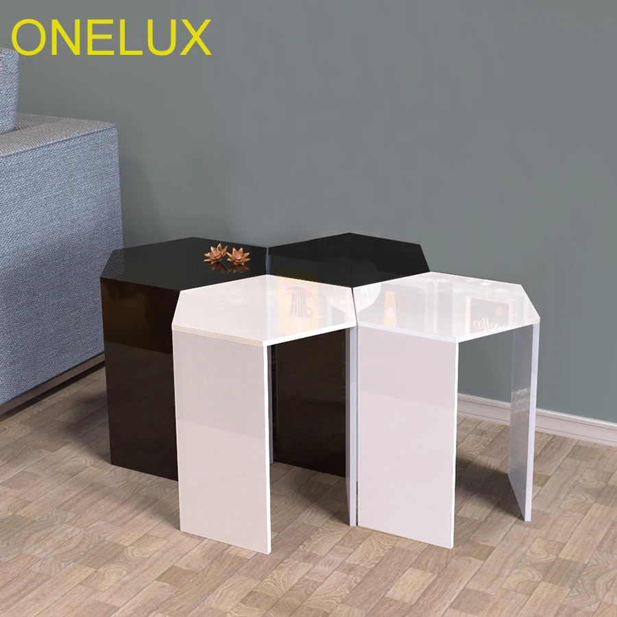 (2PCS/LOT) Hexagon Acrylic Sofa Table,Lucite Occasional Small Tea Tables