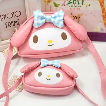 

New My Melody Hello Kitty Anime Toys Cartoon melody pu Handbag Children's Shoulder Bag For Girls Handbag Shopping Bag Lover Gift