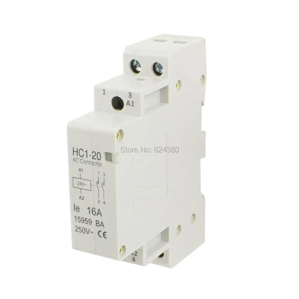 

HC1-20 16A 24V Coil Volt 16A Double Pole Electric Power AC Contactor Block